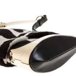 مملوكة مسبقًا حقيبة سان لوران موباسا إطار بوق مزدوج شعر عجل مونوكراميه