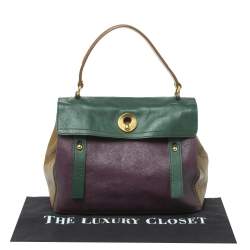 Pre Owned Yves Saint Laurent Tri Color Leather and Suede Muse Two Satchel