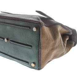 Pre Owned Yves Saint Laurent Tri Color Leather and Suede Muse Two Satchel