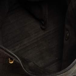 Pre Owned Yves Saint Laurent Pale Green Croc Embossed Leather and Suede Large Muse Two Satchel