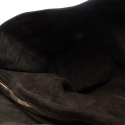 Pre Owned Yves Saint Laurent Pale Green Croc Embossed Leather and Suede Large Muse Two Satchel