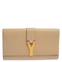 Saint Laurent Beige Leather Y-Ligne Clutch