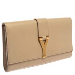 Saint Laurent Beige Leather Y-Ligne Clutch