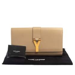 Saint Laurent Beige Leather Y-Ligne Clutch