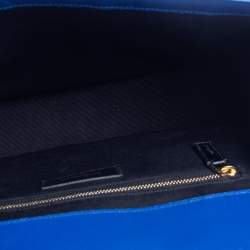 Pre Owned Saint Laurent Blue Matelasse Leather Large Cassandre Flap Bag