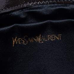 مملوكة مسبقًا حقيبة كلتش سان لوران بل دو جور قلاب جلد لامع أخضر زيتونى