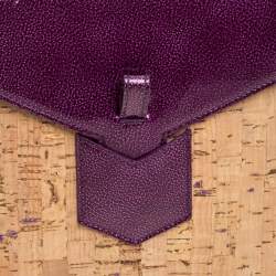 مملوكة مسبقًا حقيبة كلتش سان لوران باريس جلد لامع وفيلين بنفسجى / بيج 