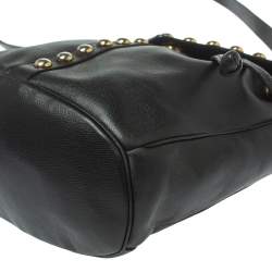 Pre Owned Yves Saint Laurent Black Leather Studded Y Flap Shoulder Bag