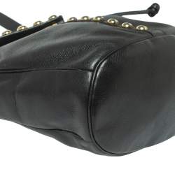 Pre Owned Yves Saint Laurent Black Leather Studded Y Flap Shoulder Bag