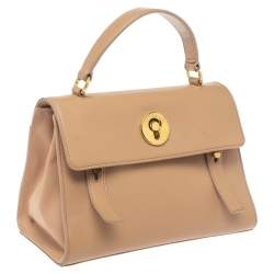 مملوكة مسبقًا Saint Laurent Beige Leather and Fabric Small Muse Two Bag