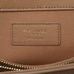 مملوكة مسبقًا Saint Laurent Beige Leather and Fabric Small Muse Two Bag