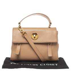 مملوكة مسبقًا Saint Laurent Beige Leather and Fabric Small Muse Two Bag