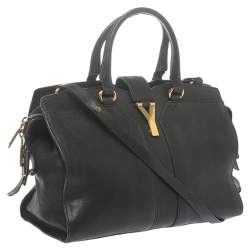 Pre Owned Yves Saint Laurent Black Leather Small Cabas Y-Ligne Tote