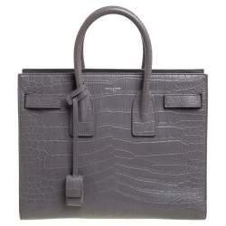 Saint Laurent Grey Croc Embossed Leather Baby Classic Sac De Jour Tote  Saint Laurent Paris