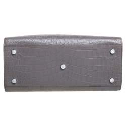 Pre Owned Saint Laurent Grey Croc Embossed Leather Small Classic Sac De Jour Tote