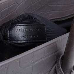 Pre Owned Saint Laurent Grey Croc Embossed Leather Small Classic Sac De Jour Tote