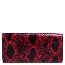 مملوكة مسبقًا حقيبة كلتش سان لوران شراشيب كيت جلد ثعبان سوداء / حمراء 