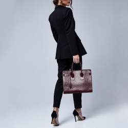 Yves Saint Laurent YSL - SAINT LAURENT Classic Med Sac De Jour Bag - Brown  Crocodile Embossed Leather on Designer Wardrobe