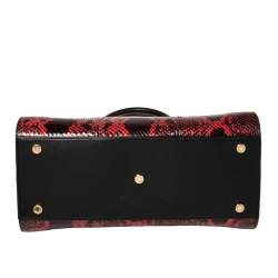 مملوكة مسبقًا Saint Laurent Red/Black Python and Leather Small Classic Sac De Jour Tote