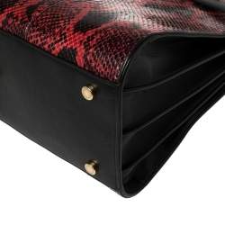 مملوكة مسبقًا Saint Laurent Red/Black Python and Leather Small Classic Sac De Jour Tote