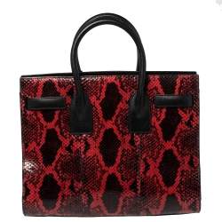 مملوكة مسبقًا Saint Laurent Red/Black Python and Leather Small Classic Sac De Jour Tote