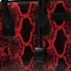 مملوكة مسبقًا Saint Laurent Red/Black Python and Leather Small Classic Sac De Jour Tote