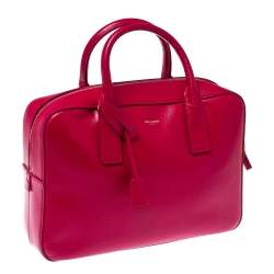 Saint Laurent Magenta Grained Leather Museum Briefcase