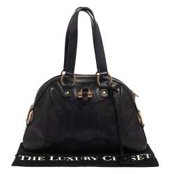 Pre Owned Yves Saint Laurent Black Leather Medium Muse Satchel