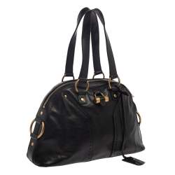 Pre Owned Yves Saint Laurent Black Leather Medium Muse Satchel