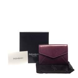Pre Owned Yves Saint Laurent Purple Patent Leather Coin Wallet