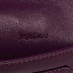 Pre Owned Yves Saint Laurent Purple Patent Leather Coin Wallet