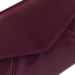 Pre Owned Yves Saint Laurent Purple Patent Leather Coin Wallet