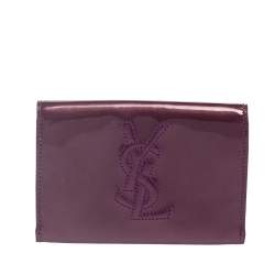 Pre Owned Yves Saint Laurent Purple Patent Leather Coin Wallet