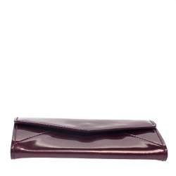 Pre Owned Yves Saint Laurent Purple Patent Leather Coin Wallet