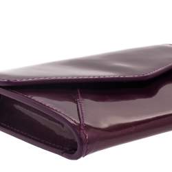Pre Owned Yves Saint Laurent Purple Patent Leather Coin Wallet