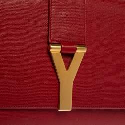 Pre Owned Saint Laurent Red Leather Y-Ligne Clutch