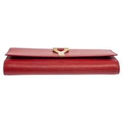 Pre Owned Saint Laurent Red Leather Y-Ligne Clutch