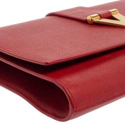Pre Owned Saint Laurent Red Leather Y-Ligne Clutch