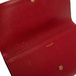 Pre Owned Saint Laurent Red Leather Y-Ligne Clutch