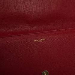 Pre Owned Saint Laurent Red Leather Y-Ligne Clutch