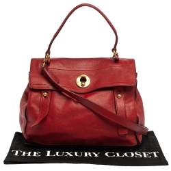 مملوكة مسبقًا Yves Saint Laurent Red Leather And Canvas Medium Muse Two Satchel
