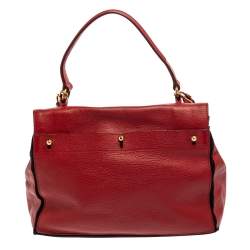 مملوكة مسبقًا Yves Saint Laurent Red Leather And Canvas Medium Muse Two Satchel