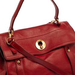 مملوكة مسبقًا Yves Saint Laurent Red Leather And Canvas Medium Muse Two Satchel