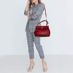 مملوكة مسبقًا Yves Saint Laurent Red Leather And Canvas Medium Muse Two Satchel