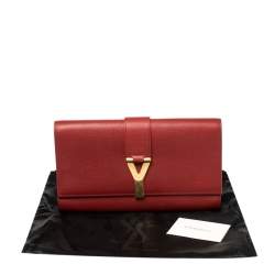 مملوكة مسبقًا حقيبة كلتش سان لوران واى-ليغن جلد منقوشة حمراء  