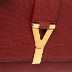 مملوكة مسبقًا حقيبة كلتش سان لوران واى-ليغن جلد منقوشة حمراء  