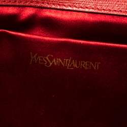 مملوكة مسبقًا حقيبة كلتش سان لوران واى-ليغن جلد منقوشة حمراء  