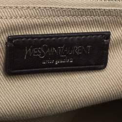 Pre Owned حقيبة ساتشل ايف سان لوران موس تو جلد و كانفاس بيج/برتقالي 