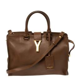 Pre Owned Saint Laurent Brown Leather Small Cabas Y-Ligne Tote
