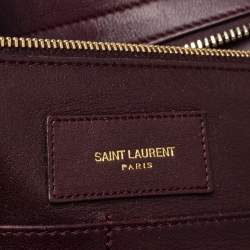 Saint Laurent Burgundy Leather Medium Cabas Y-Ligne Tote